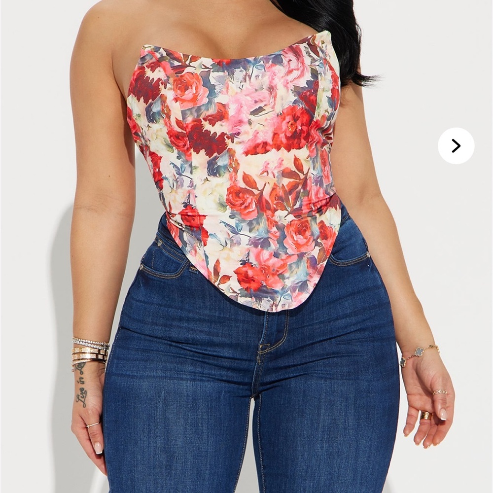Multicolor Floral Strapless Blouse